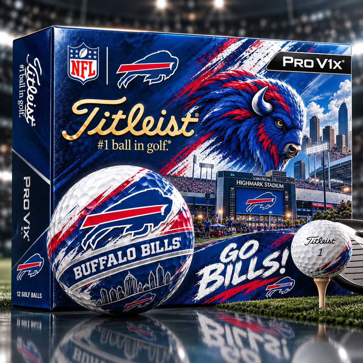 Premium NFL BB x Titleist Pro V1 Skyline & Stadium Golf Balls Set