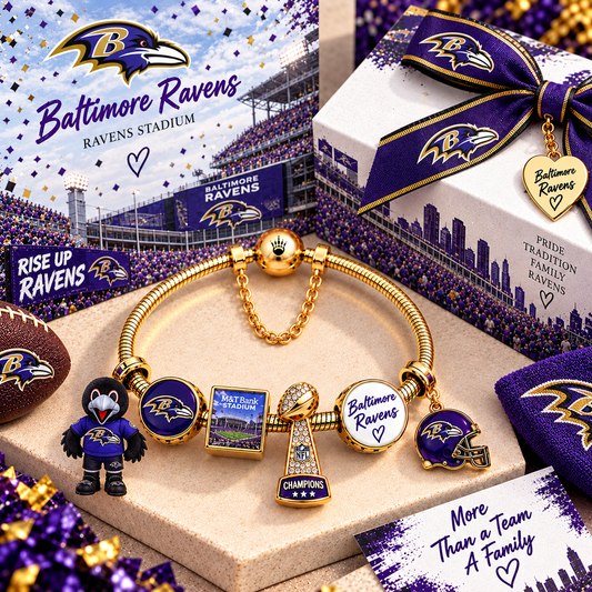 Premium NFL BR Fan Legacy Gold Charm Bracelet V7