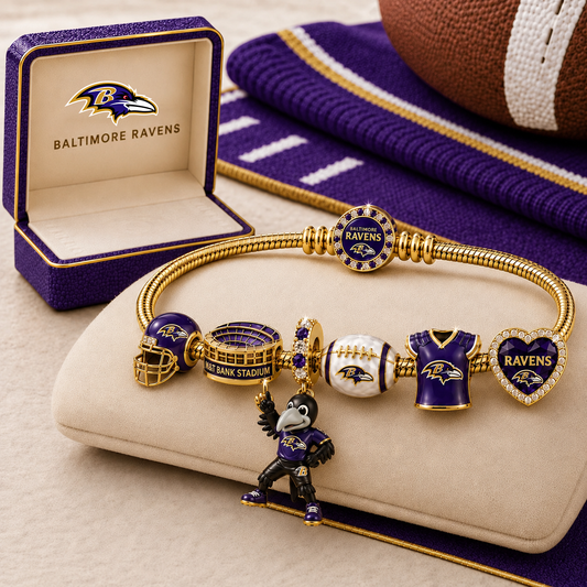 Premium NFL BR Gold Charm Bracelet Set