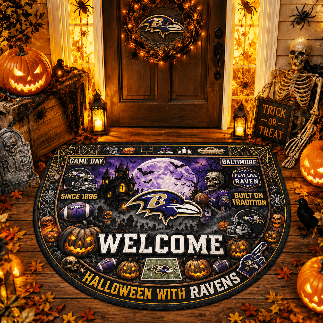 Premium NFL BR Halloween Welcome Doormat