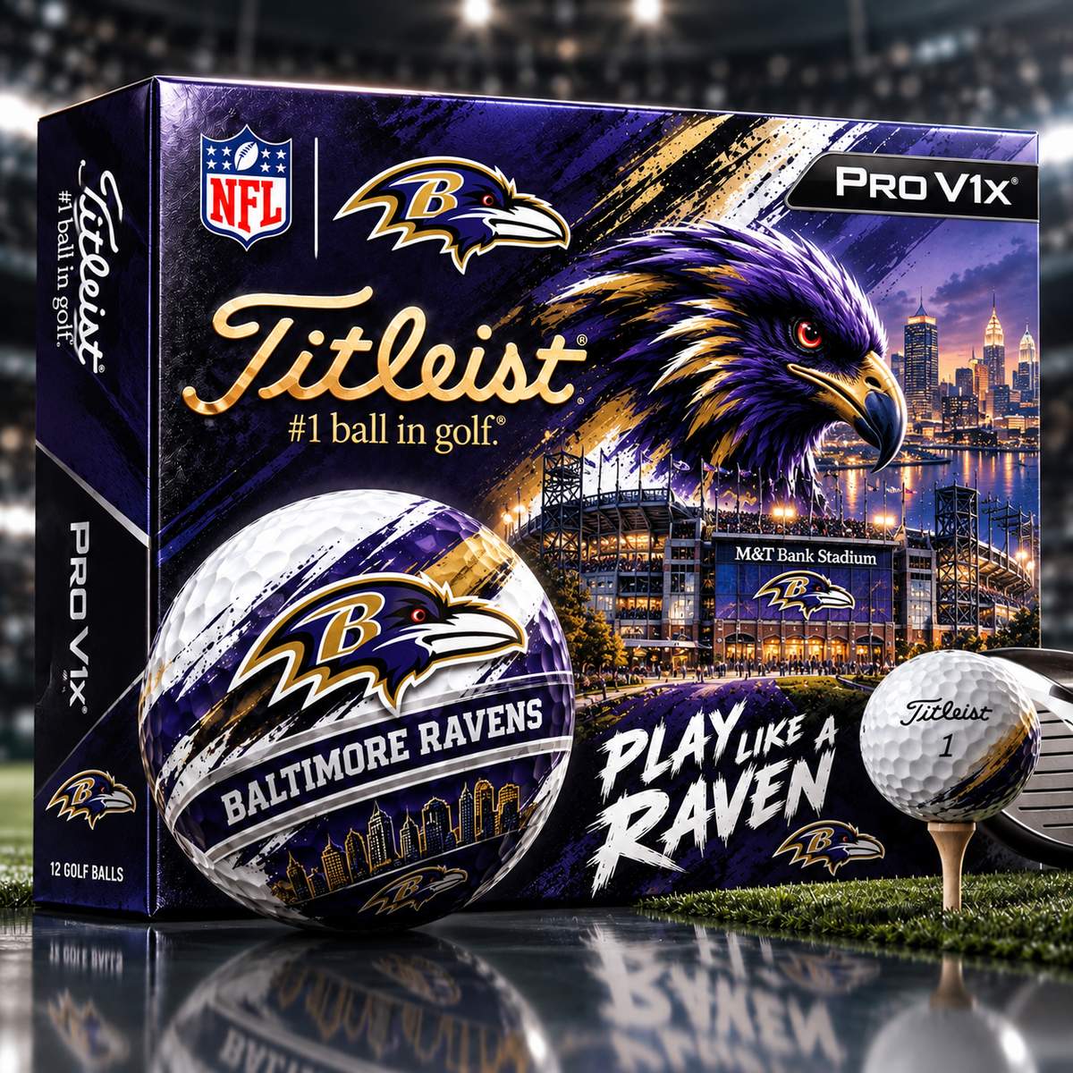 Premium NFL BR x Titleist Pro V1 Skyline & Stadium Golf Balls Set