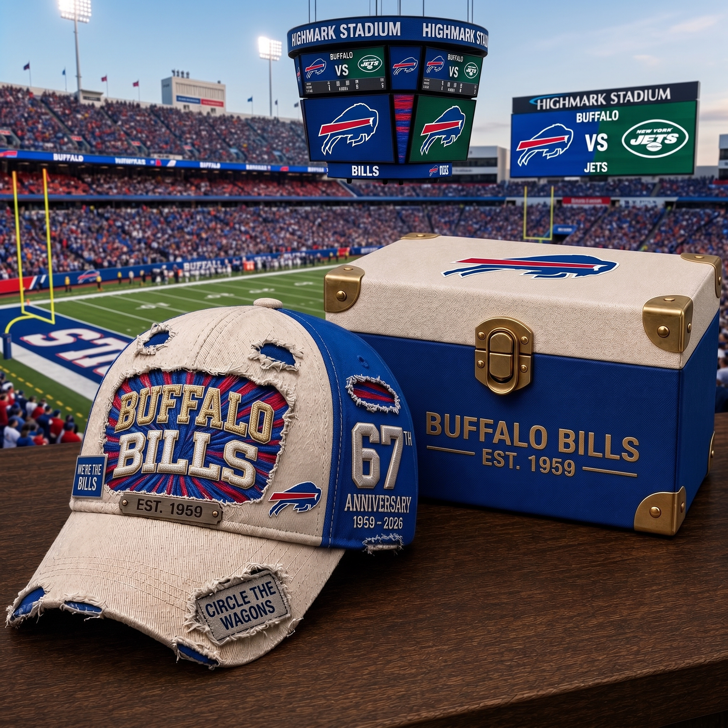Premium NFL BUF Anniversary Distressed Cap