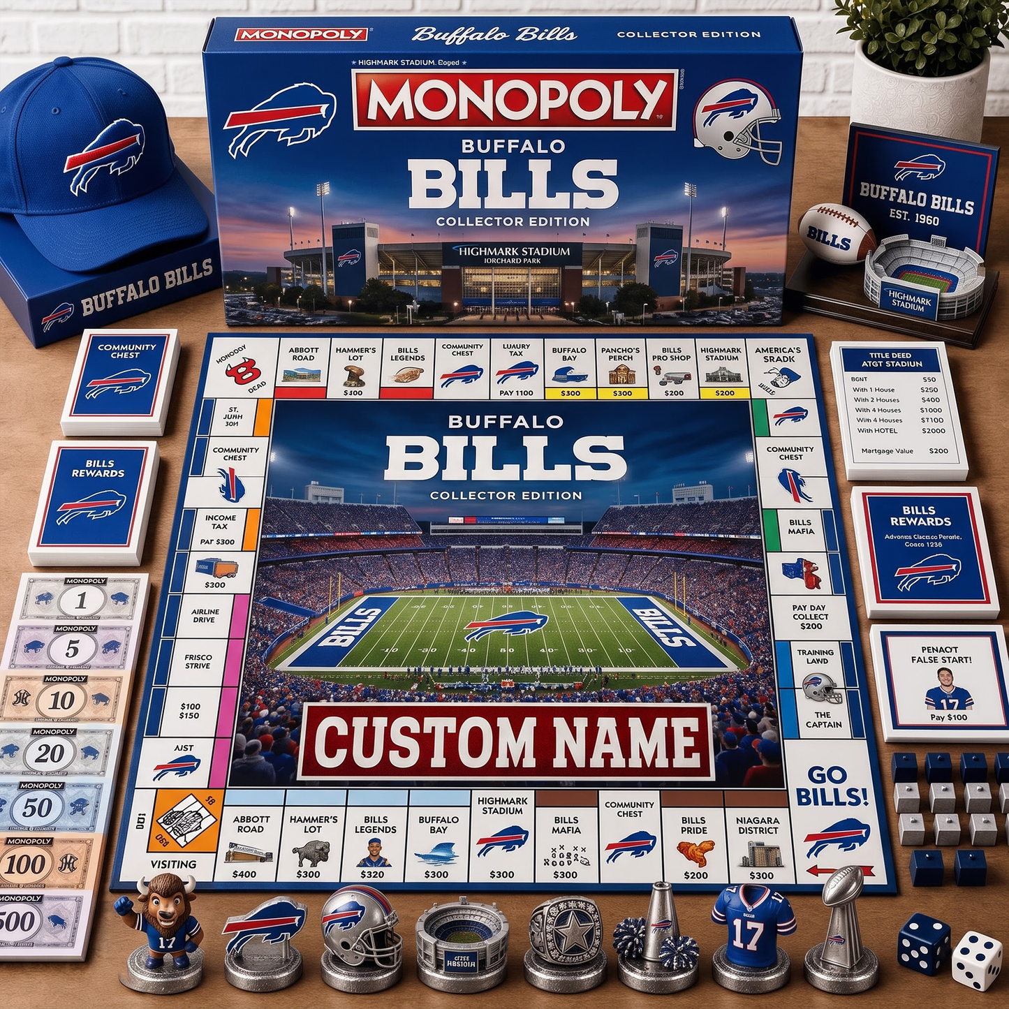 Premium NFL BUF Collector’s Edition Board Game Custom name