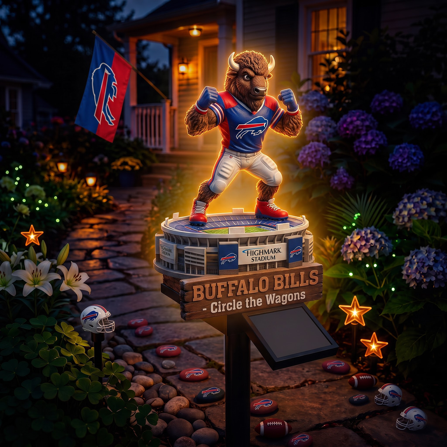 Premium NFL BUF Mascot Stadium LumiGarden Solar Lights