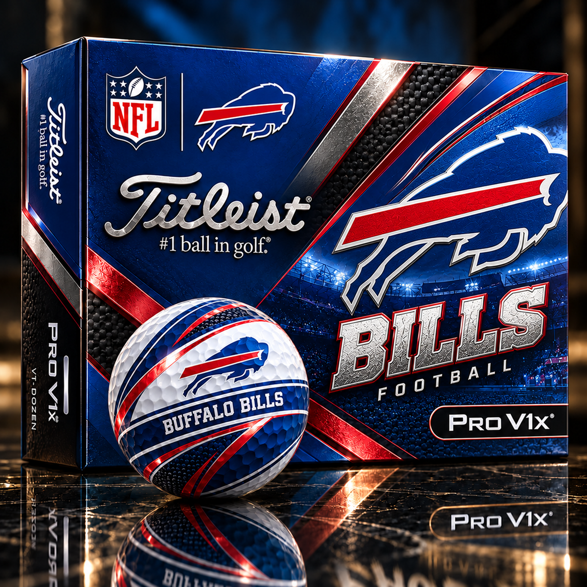 Premium NFL BUF x Titleist Pro V1 Team Spirit Golf Balls Set V2