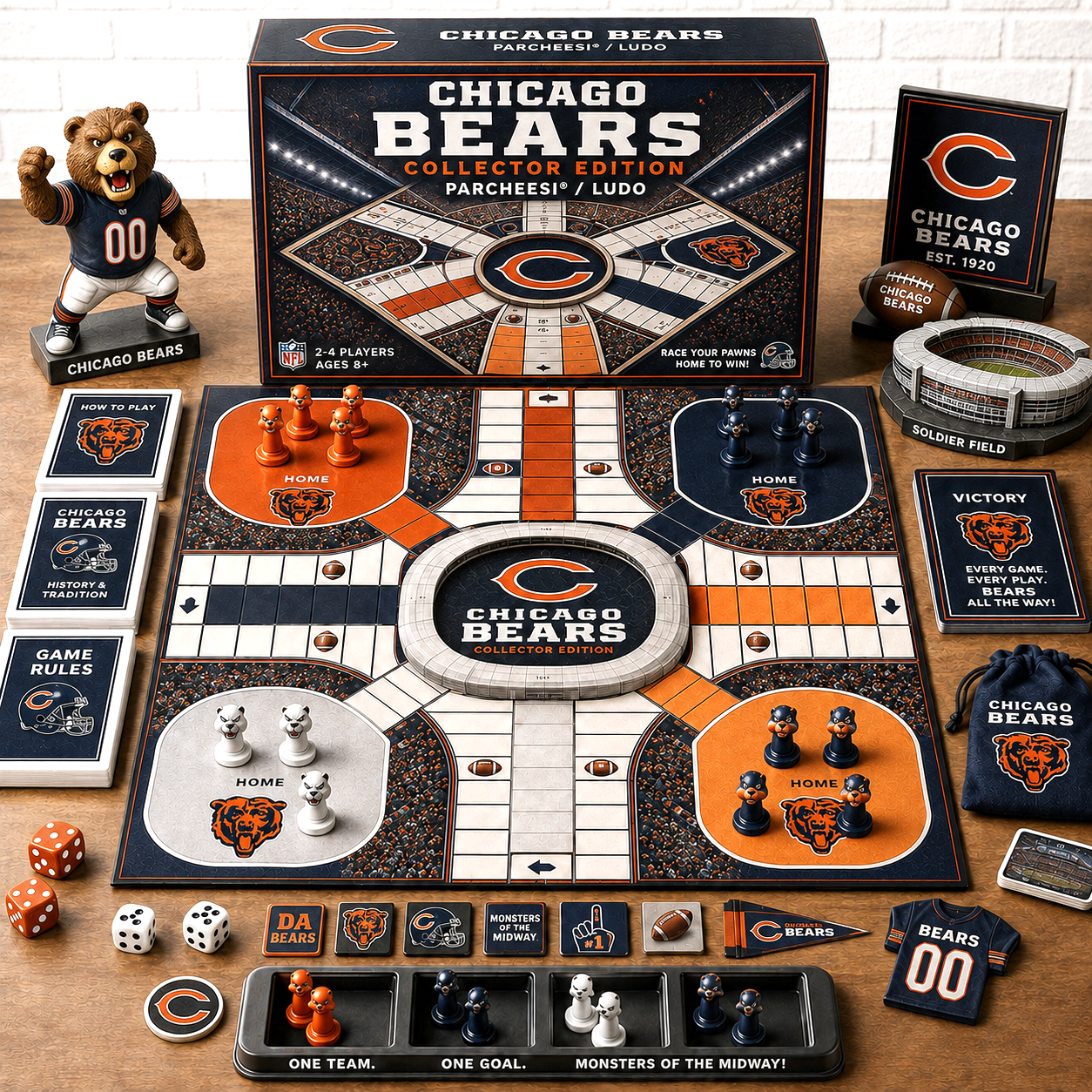 Premium NFL CHI Collector’s Edition Parcheesi Board Game