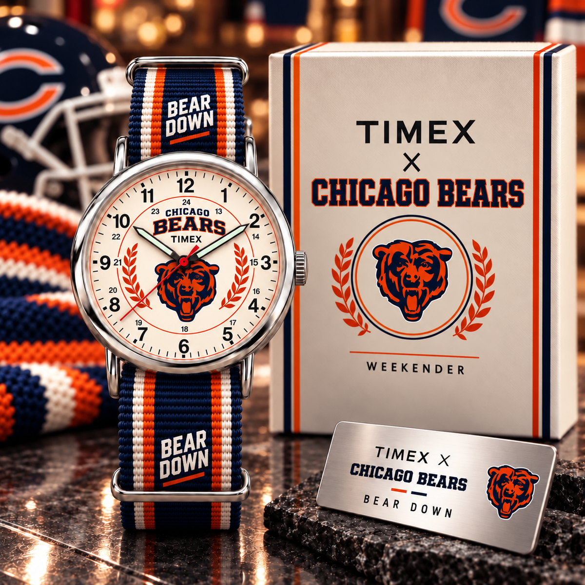 Premium NFL CHI Cream Dial Watch
