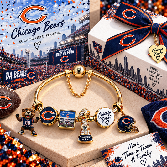 Premium NFL CHI Fan Legacy Gold Charm Bracelet V7