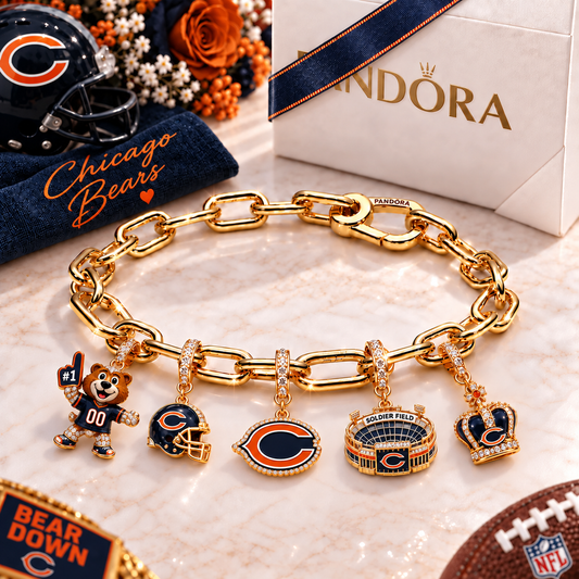 Premium NFL CHI Game Day Gold Charm Bracelet V5