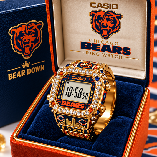 Premium NFL CHI Gold Ring Watch