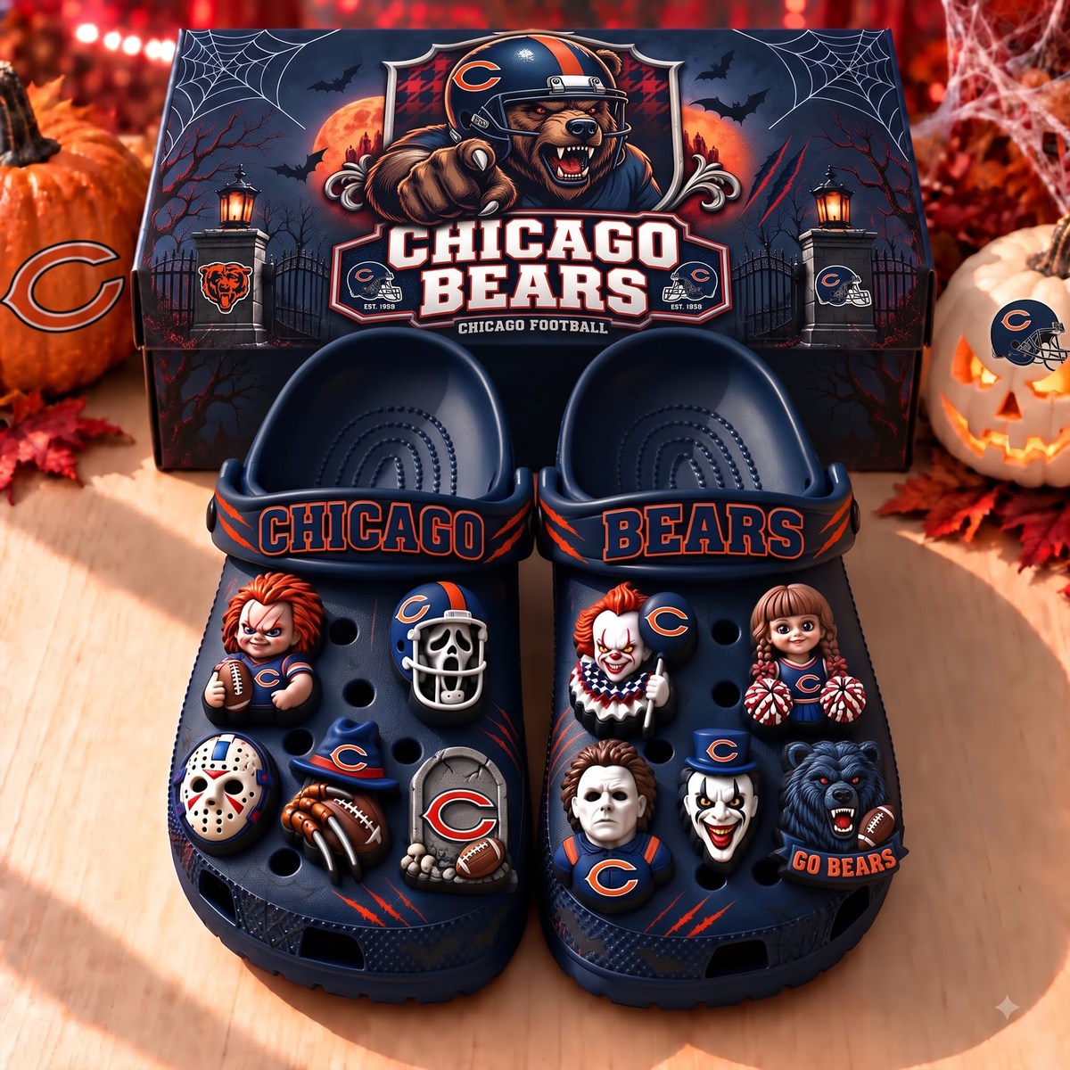 Premium NFL CHI Halloween Clogs