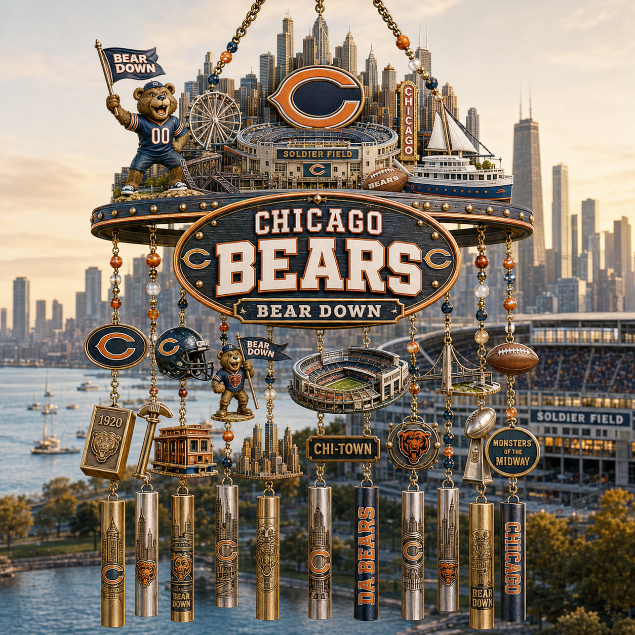 Premium NFL CHI Heritage Wind Chime