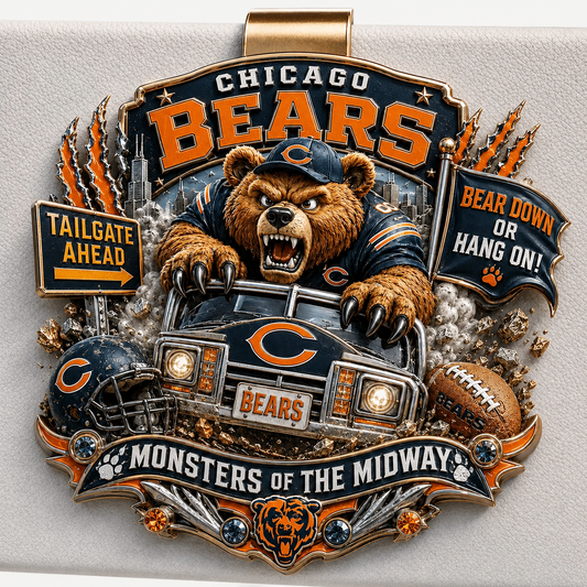 Premium NFL CHI Mascot Tailgate 3D Car Visor Clip