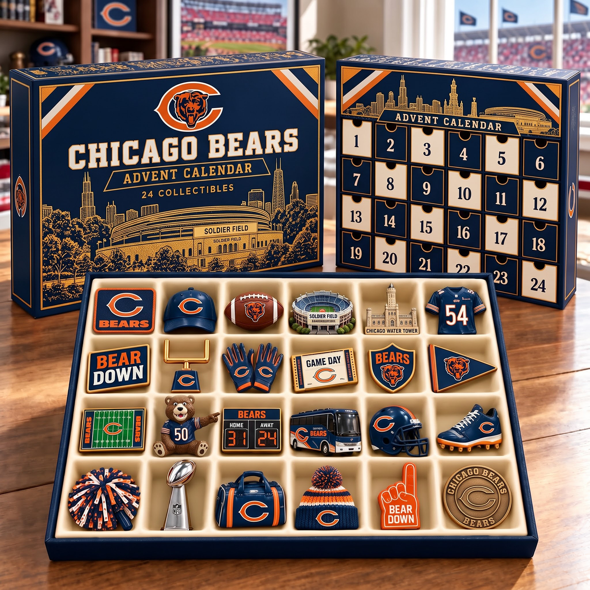 Premium NFL CHI Team Spirit 24-Piece Advent Calendar V3