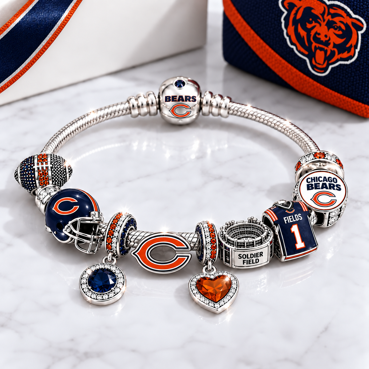 Premium NFL CHI Team Spirit Charm Bracelet V8