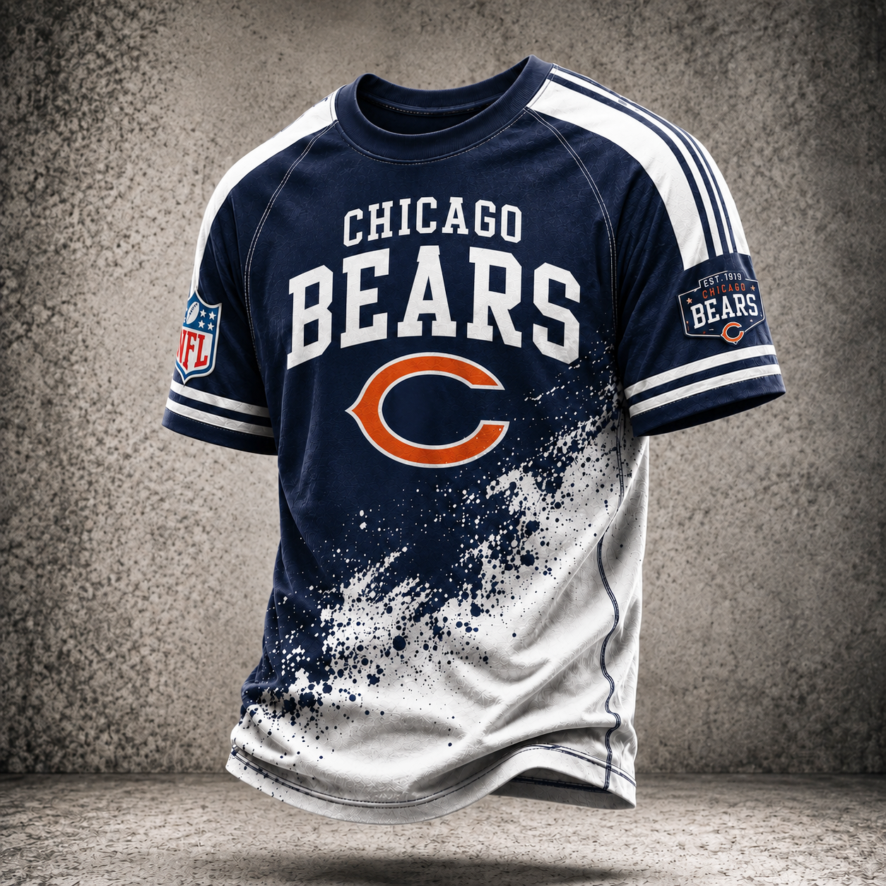 Premium NFL CHI Vintage Paint Splatter Performance T-Shirt