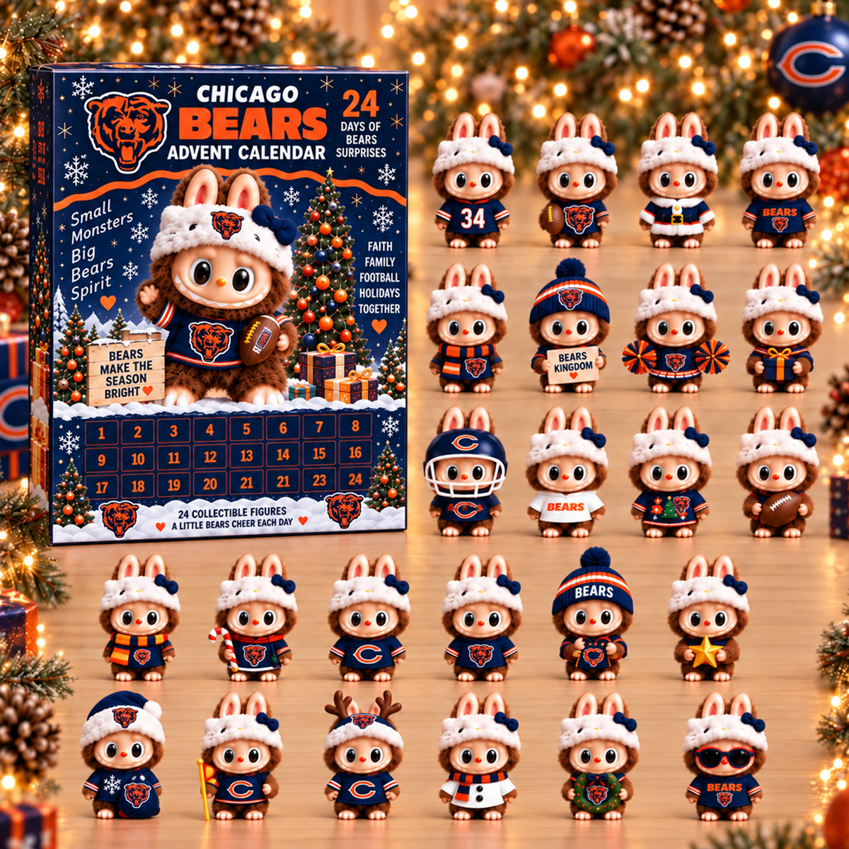 Premium NFL CHI x Labubu Christmas Avent Calendar V7
