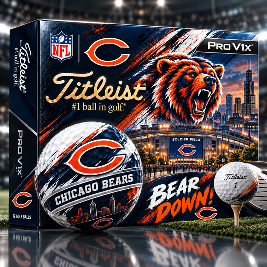 Premium NFL CHI x Titleist Pro V1 Skyline & Stadium Golf Balls Set