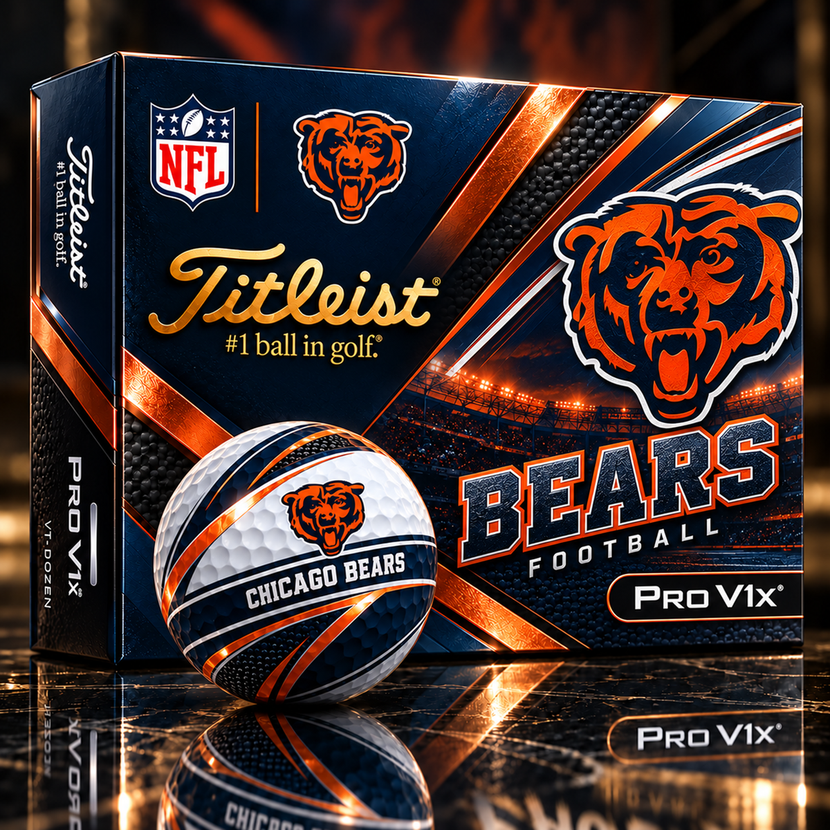 Premium NFL CHI x Titleist Pro V1 Team Spirit Golf Balls Set V2