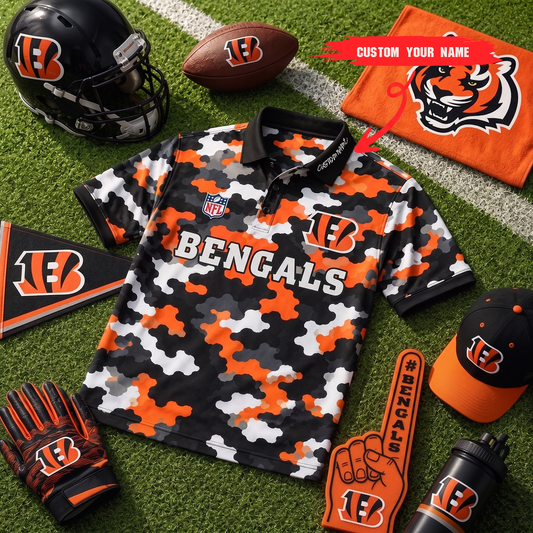 Premium NFL CIN Camo Polo Shirt