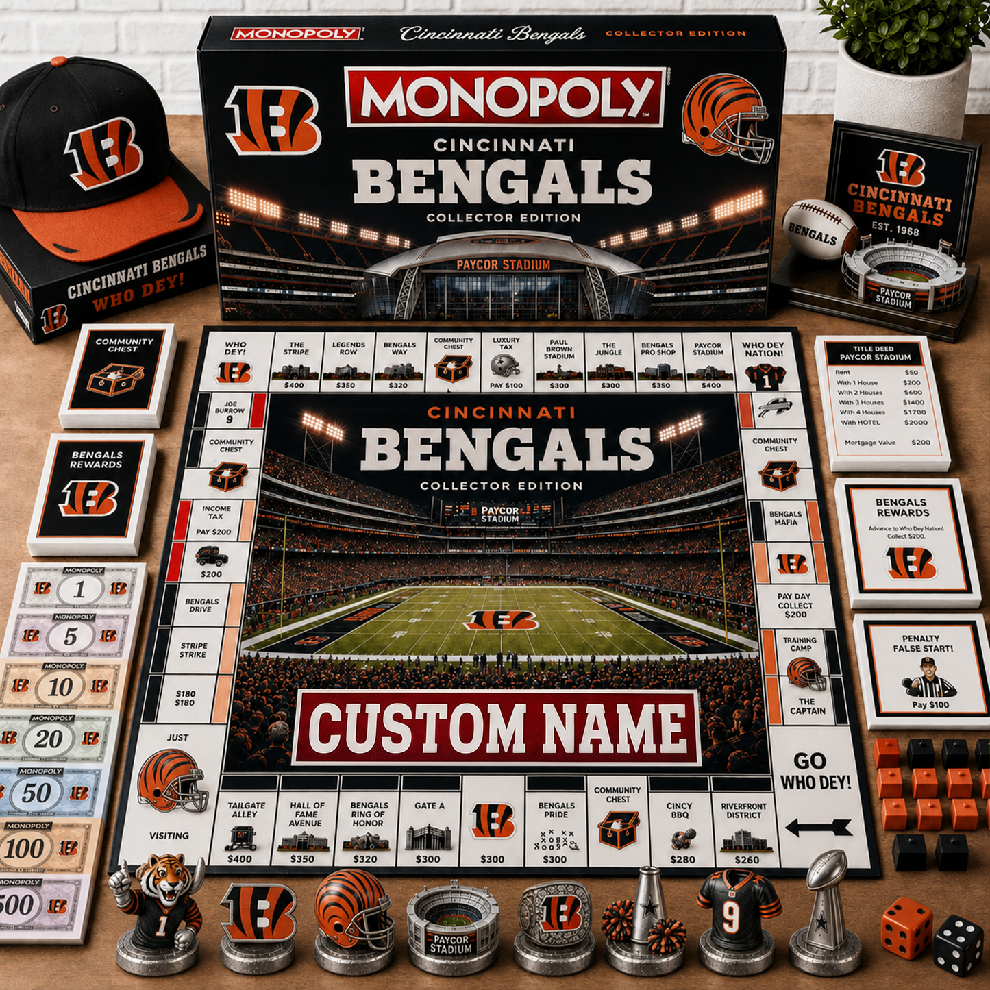 Premium NFL CIN Collector’s Edition Board Game Custom name