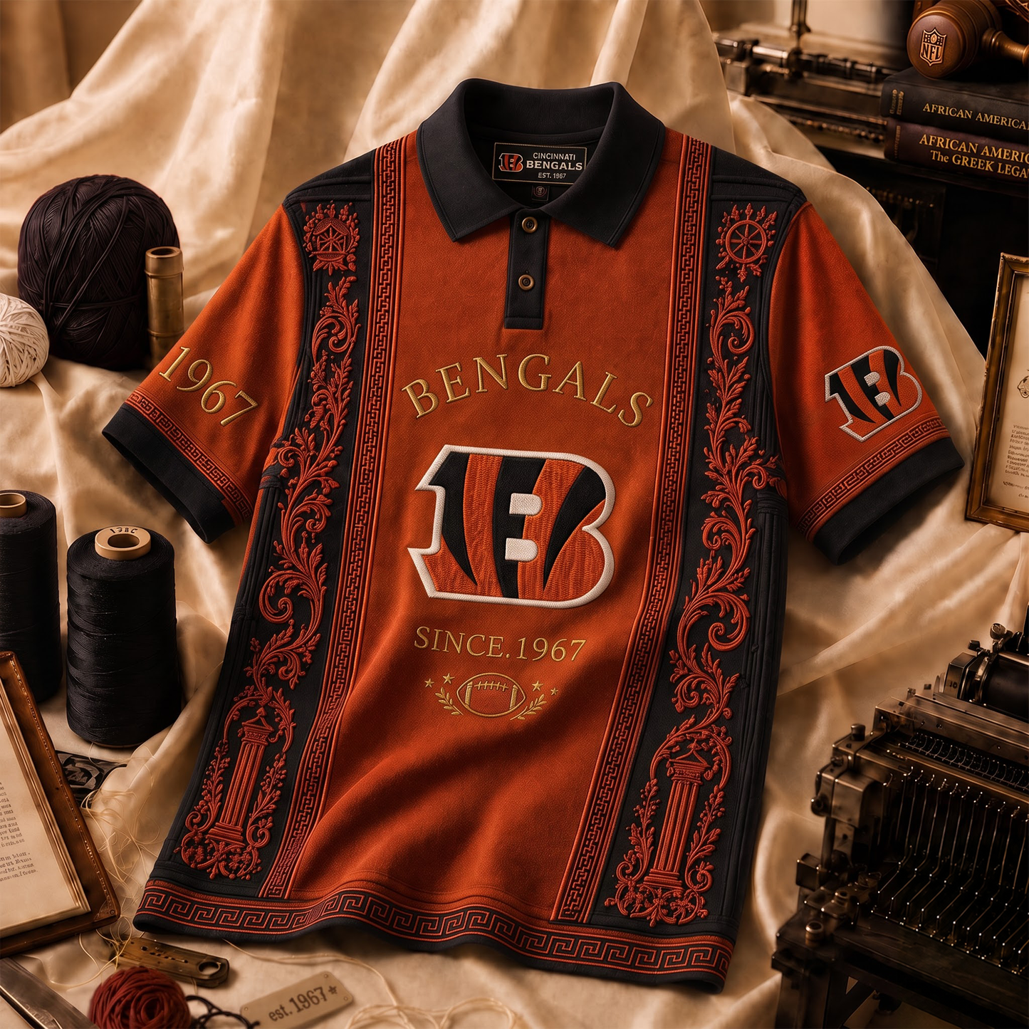 Premium NFL CIN Embroidered Vintage Heritage Polo Shirt
