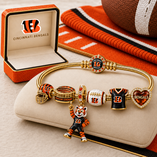 Premium NFL CIN Gold Charm Bracelet Set
