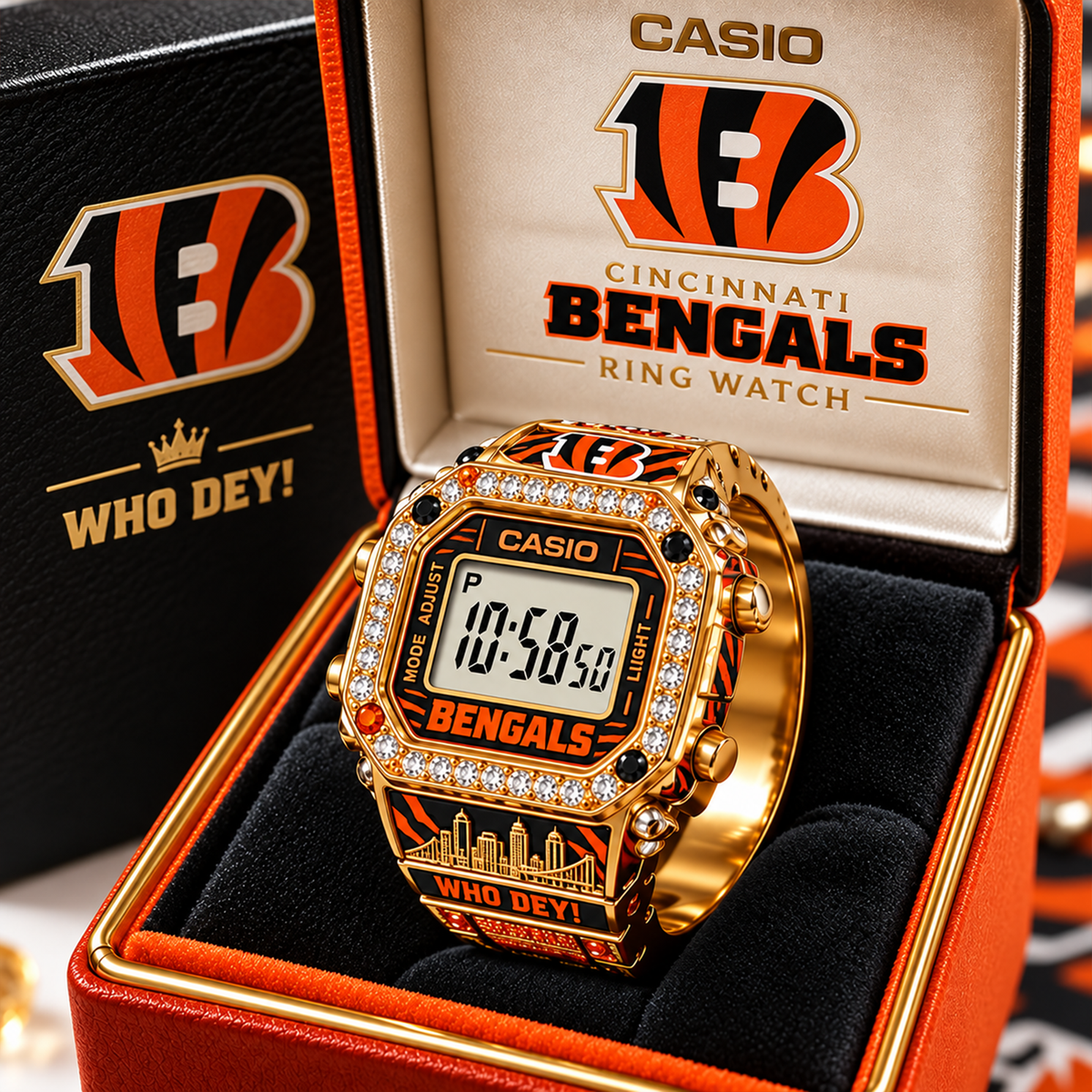Premium NFL CIN Gold Ring Watch
