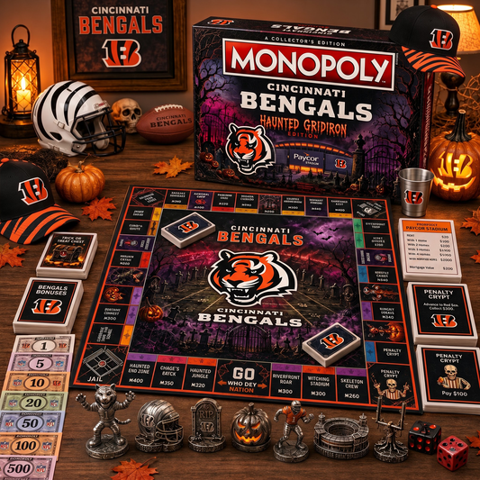 Premium NFL CIN Halloween Monopoly Collector’s Edition Board Game V2