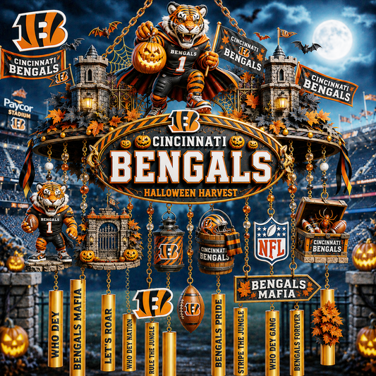 Premium NFL CIN Halloween Wind Chime