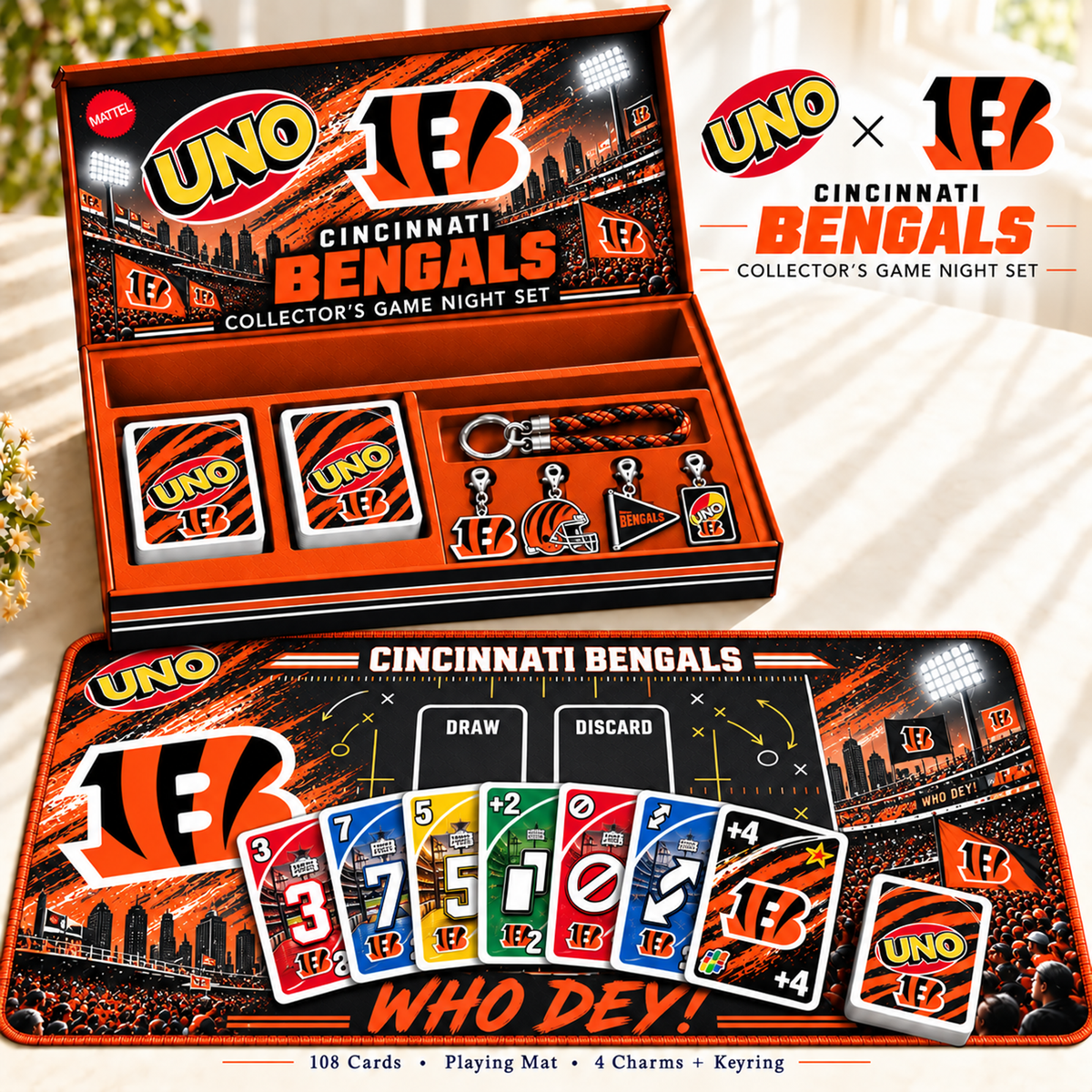 Premium NFL CIN Uno Board Game Set