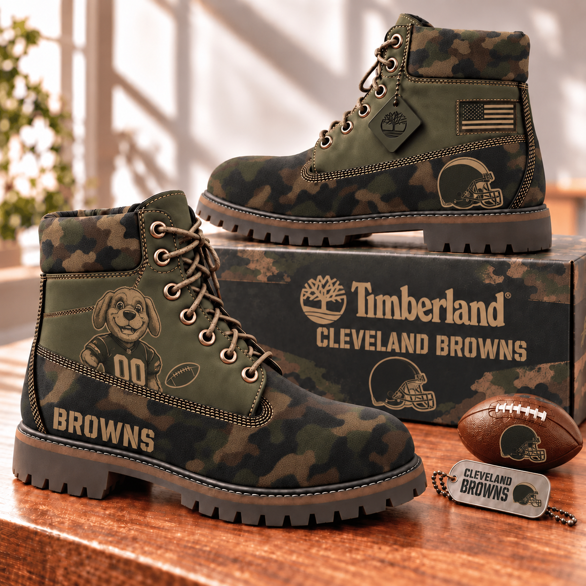 Premium NFL CLE Camo Boots V3