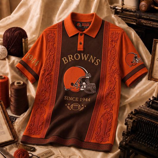Premium NFL CLE Embroidered Vintage Heritage Polo Shirt