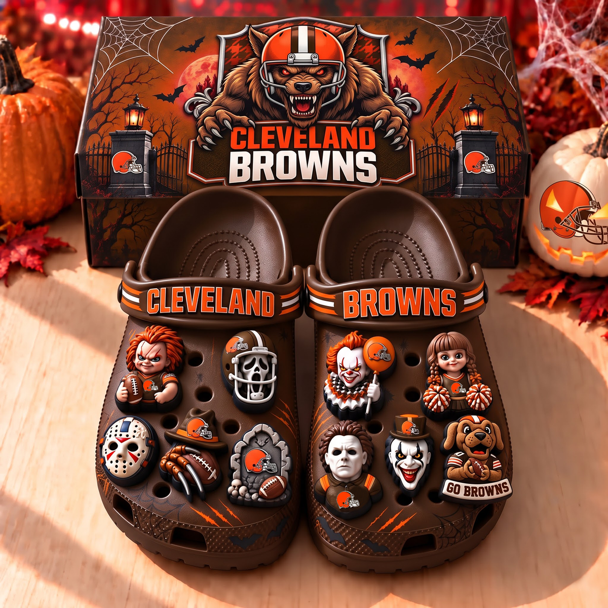Premium NFL CLE Halloween Clogs