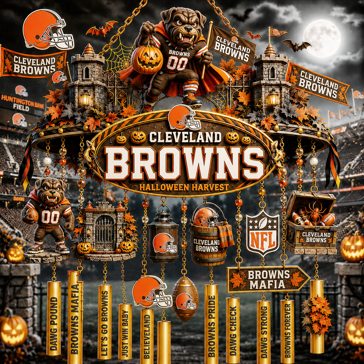 Premium NFL CLE Halloween Wind Chime