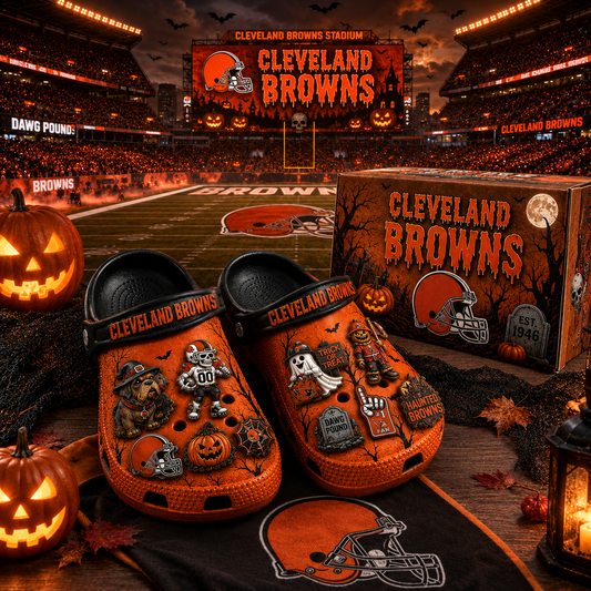 Premium NFL CLE Haunted Game Day Halloween Charm Clogs