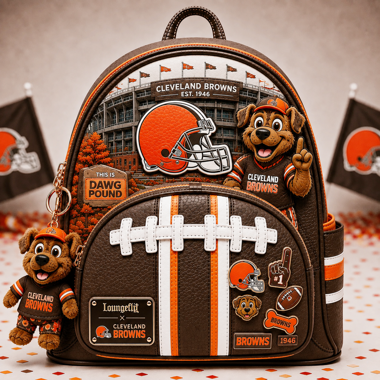 Premium NFL CLE Mascot Football Fan Backpack