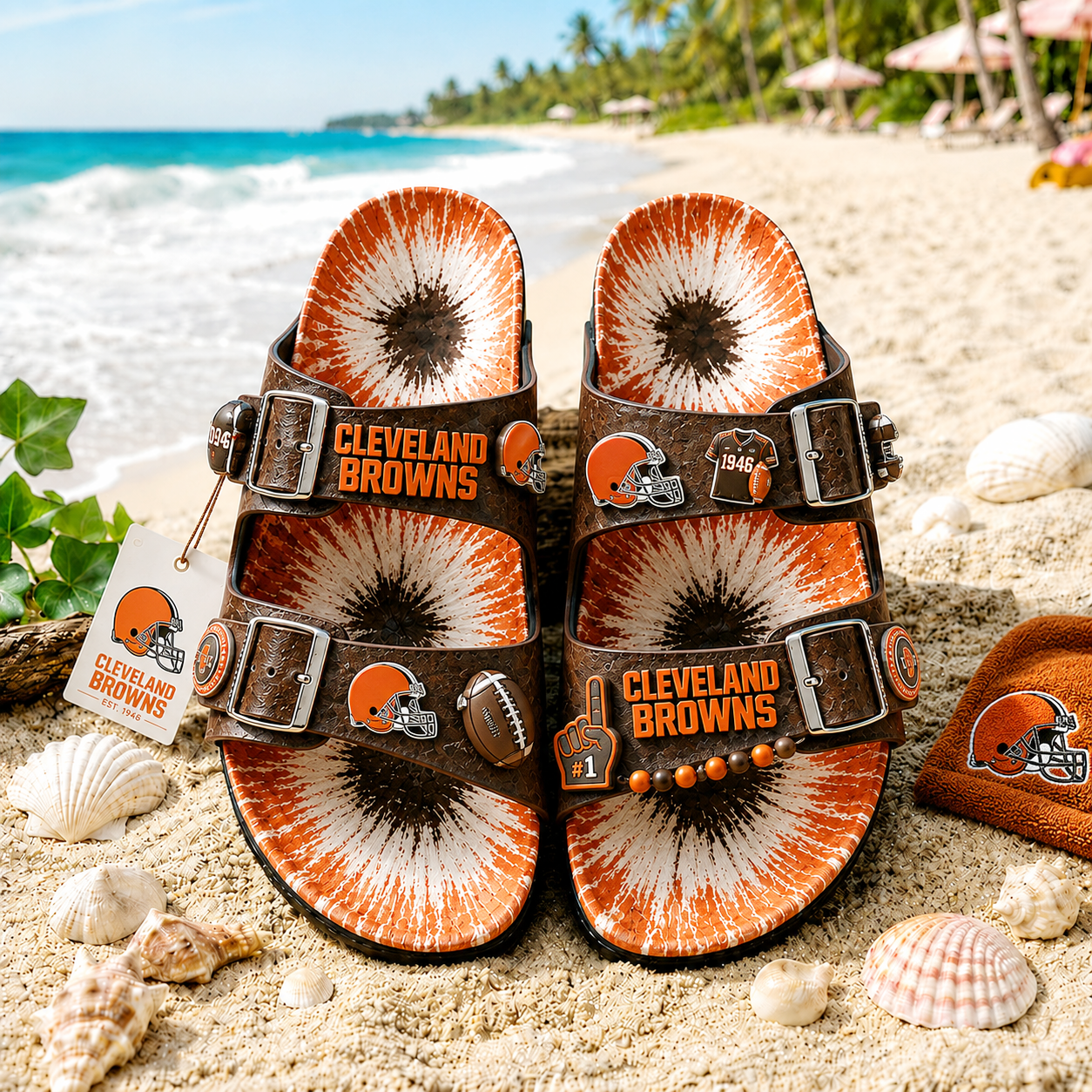 Premium NFL CLE Summer Splash Birkenstocks Shoes
