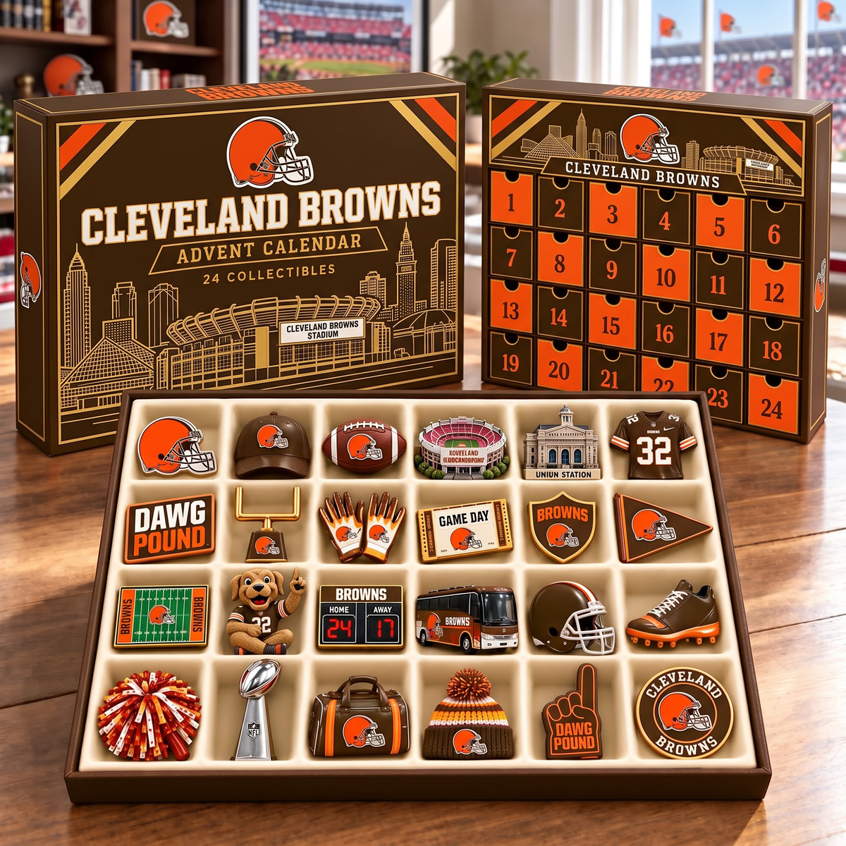 Premium NFL CLE Team Spirit 24-Piece Advent Calendar V3