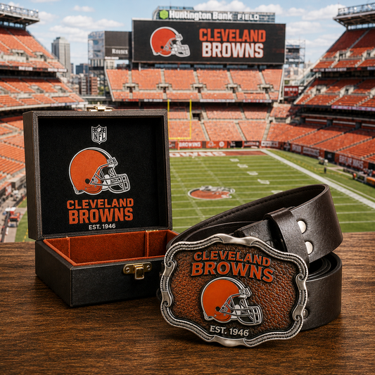 Premium NFL CLE Vintage Heritage Leather Belt