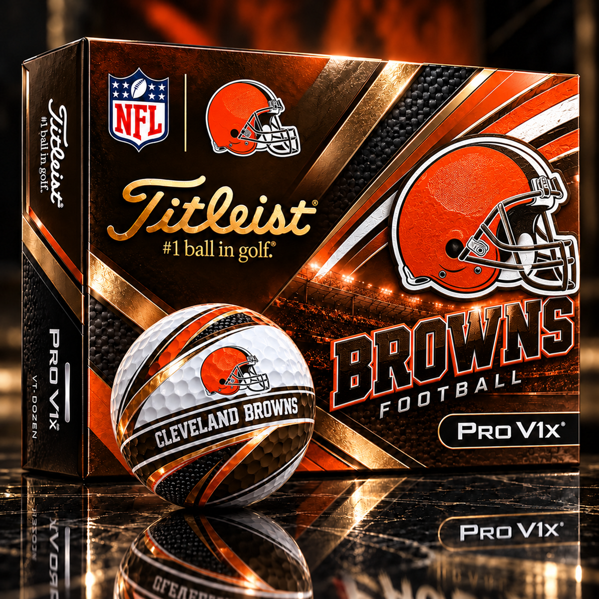 Premium NFL CLE x Titleist Pro V1 Team Spirit Golf Balls Set V2