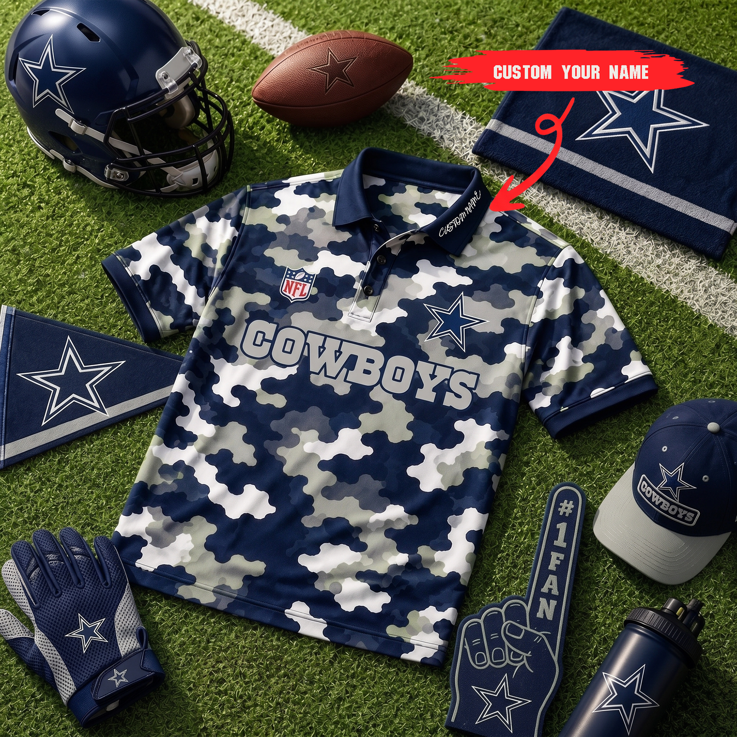 Premium NFL DAL Camo Polo Shirt