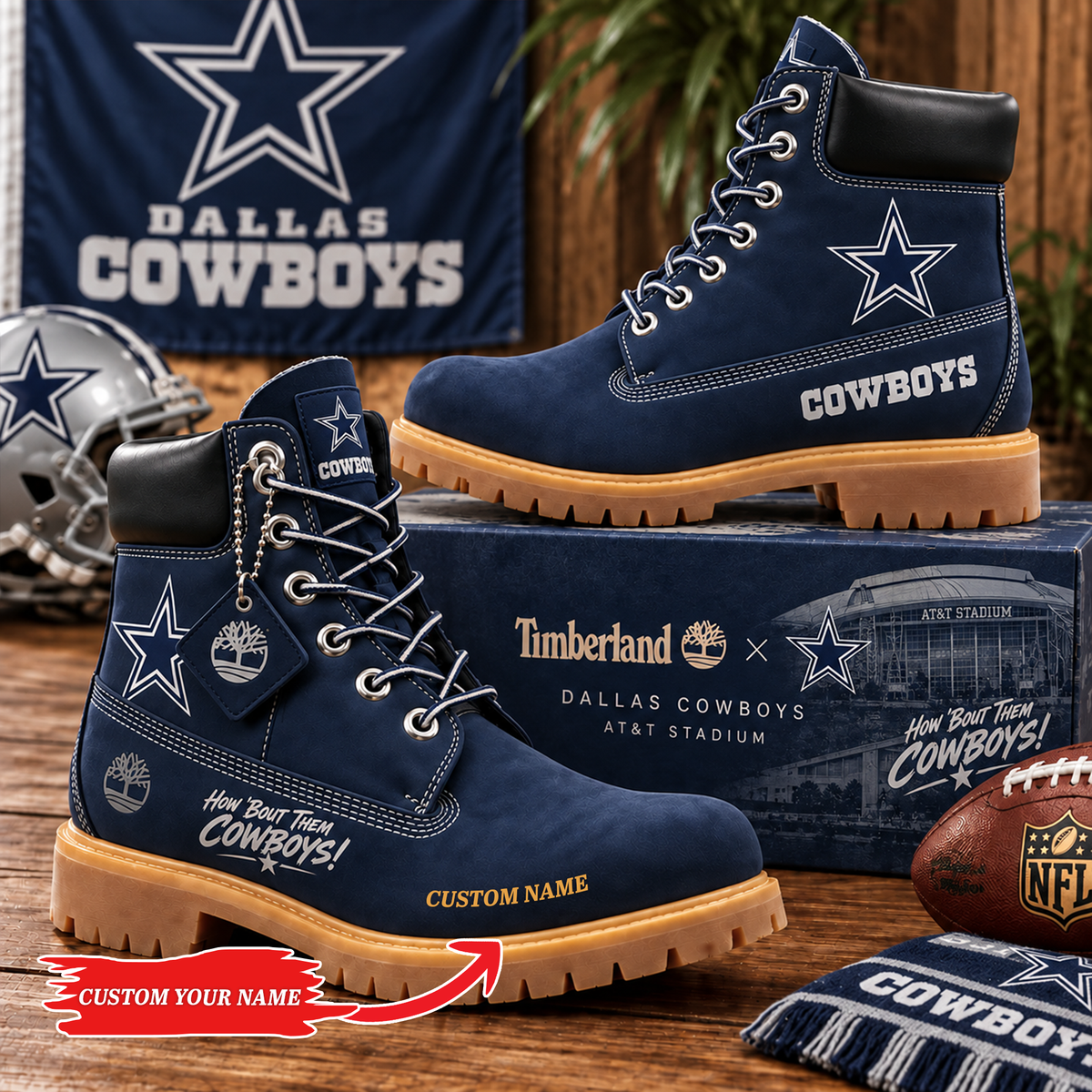 Premium NFL DAL Heritage Boots Custom Name