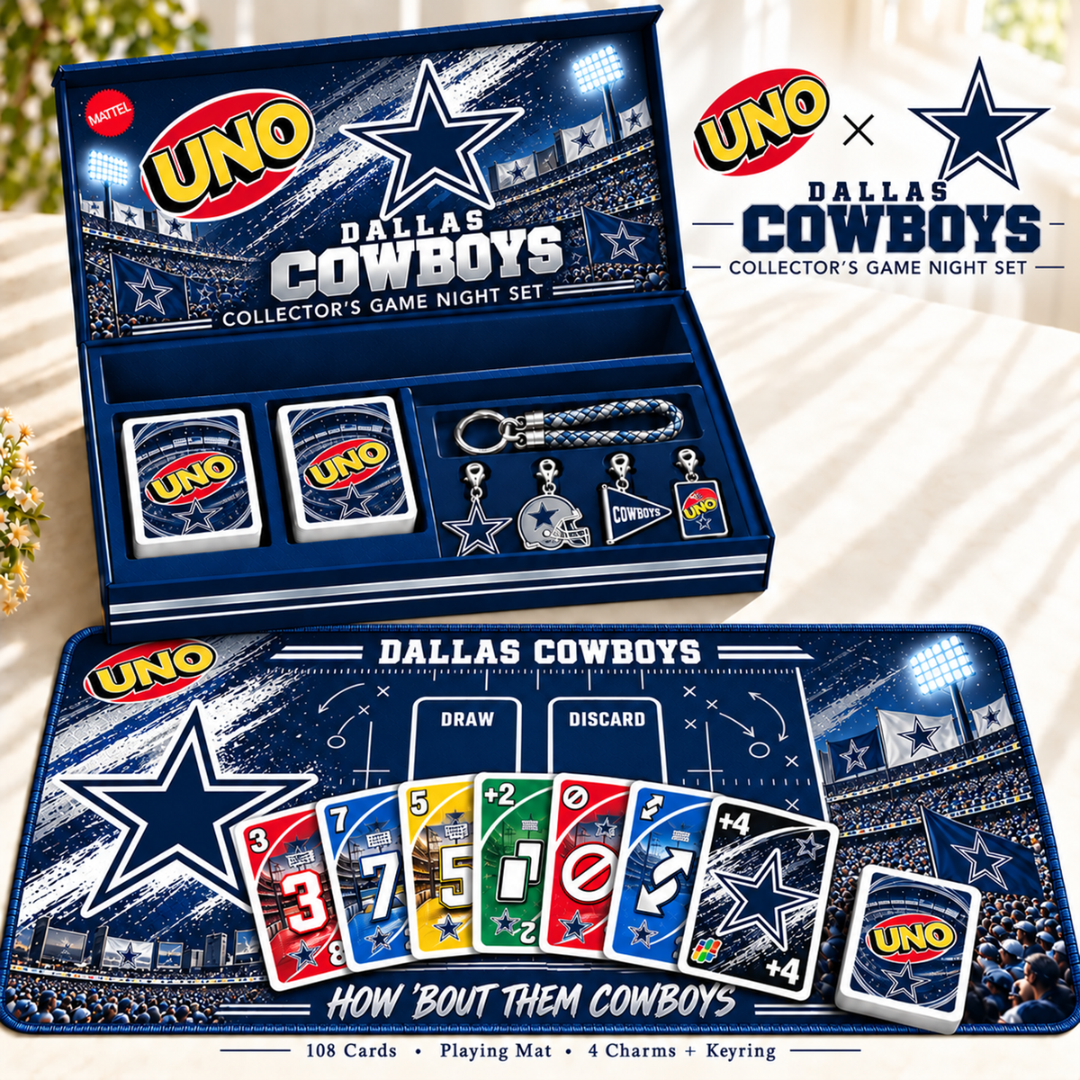 Premium NFL DAL Uno Board Game Set