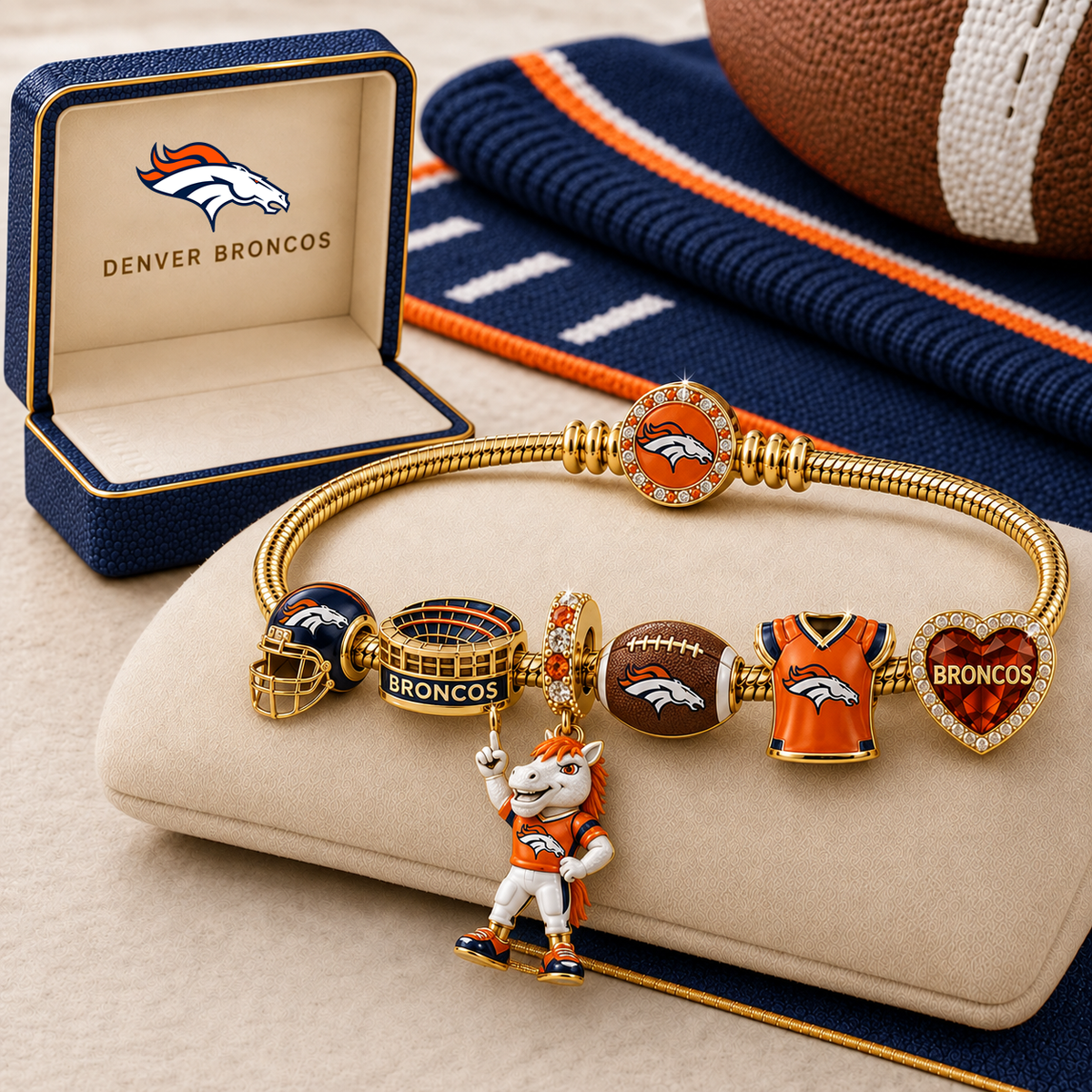 Premium NFL DB Gold Charm Bracelet Set