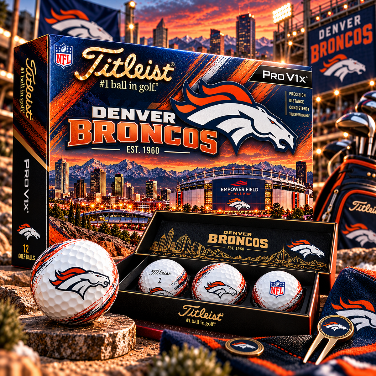 Premium NFL DB x Titleist Pro V1 Herritage Golf Ball Set V4