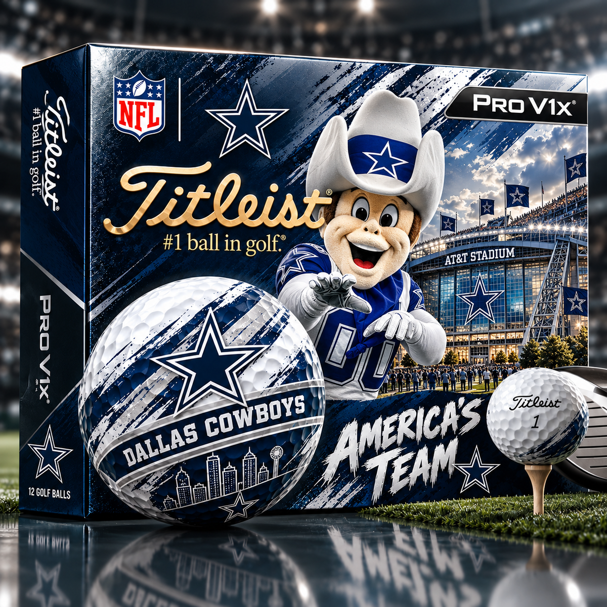 Premium NFL DC x Titleist Pro V1 Skyline & Stadium Golf Balls Set