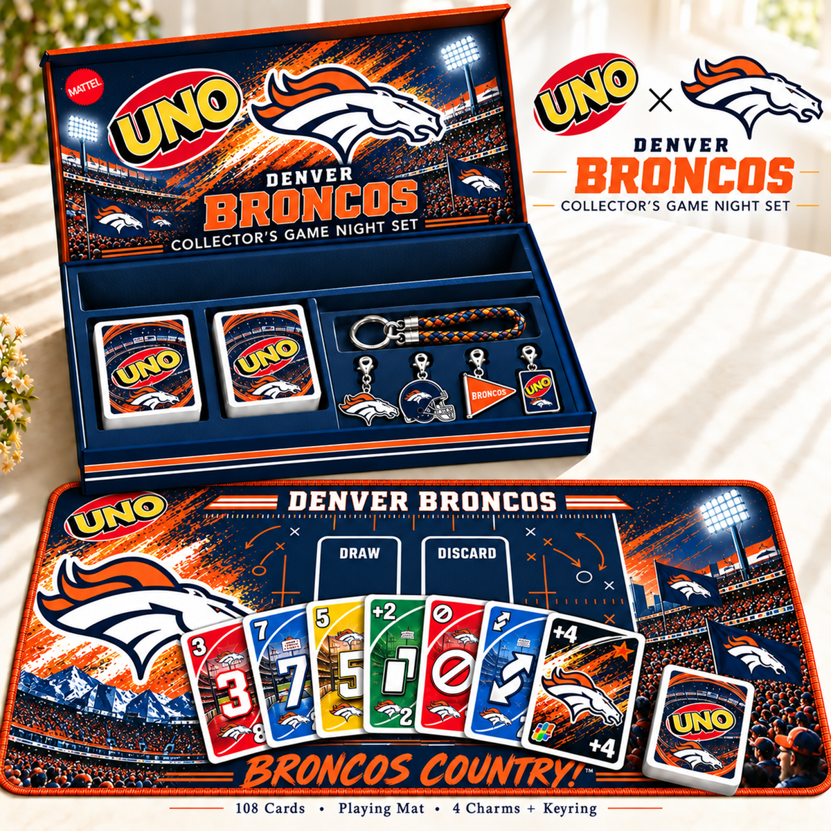 Premium NFL DEN Uno Board Game Set