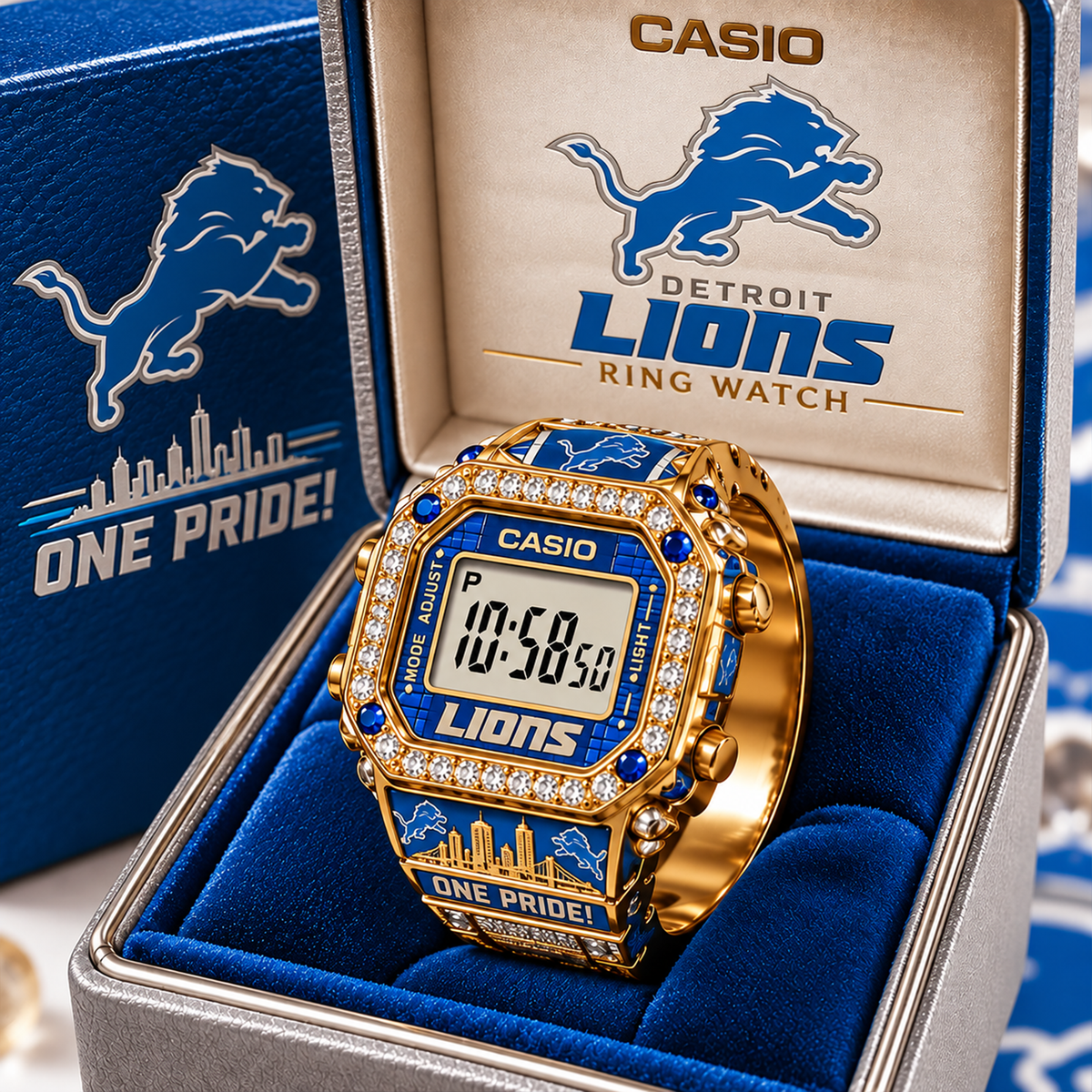 Premium NFL DET Gold Ring Watch
