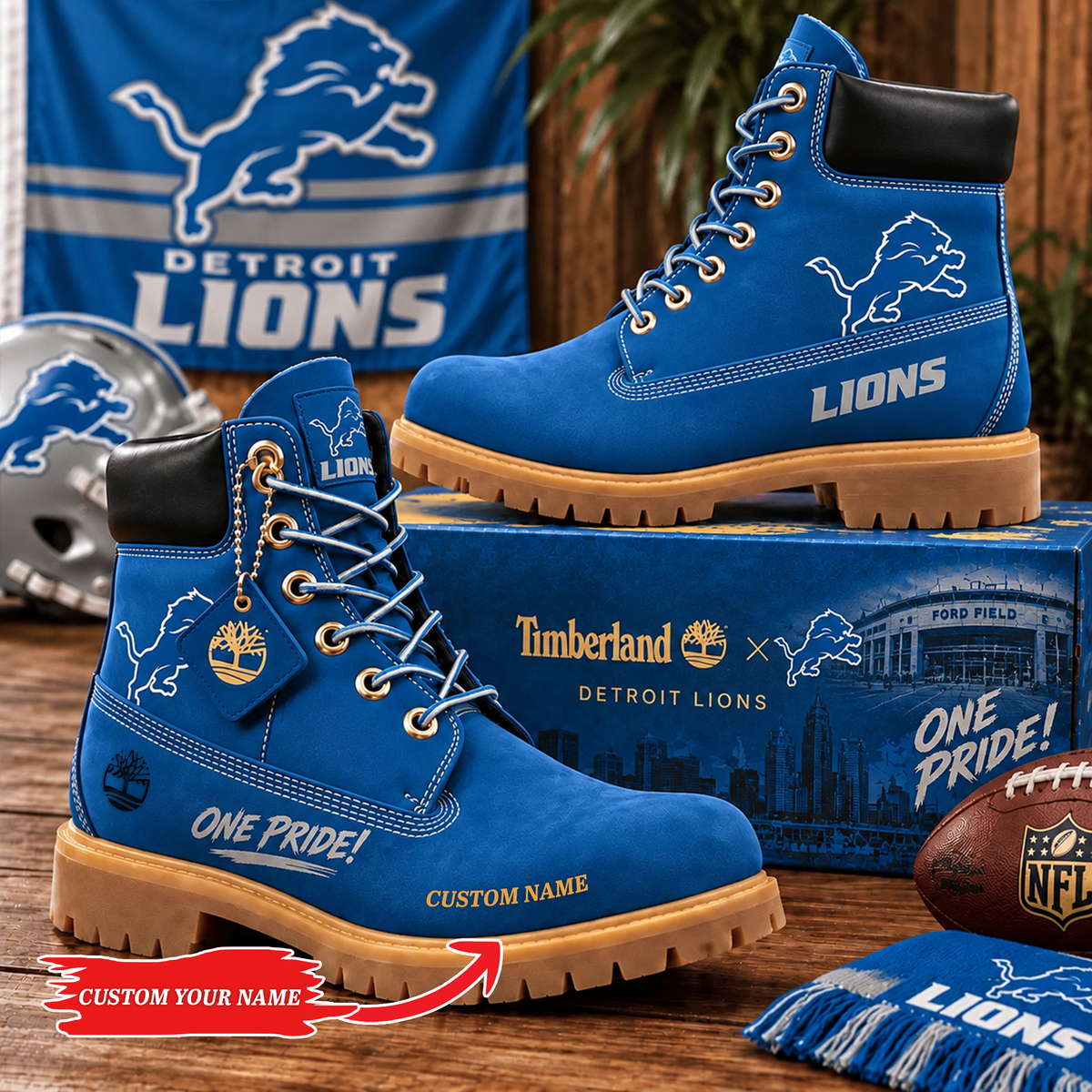 Premium NFL DET Heritage Boots Custom Name